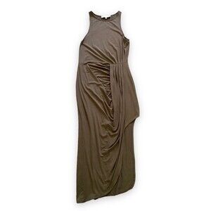 Bless'ed are the Meek Flow Maxi Dress Asymmetric Olive Green Size Medium